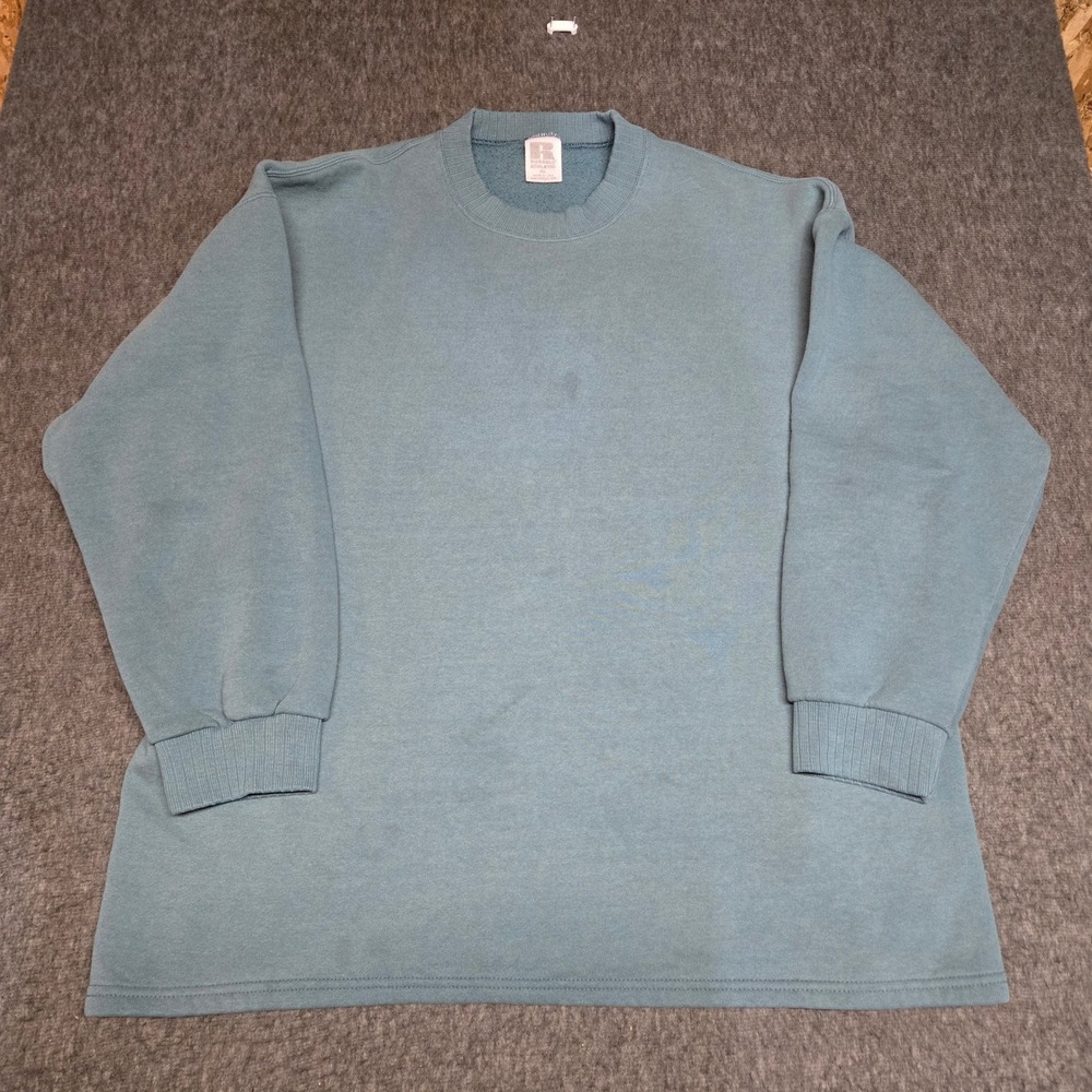 Vintage Russell Sweatshirt Mens XL Teal Crewneck Made in USA Blank Pullover